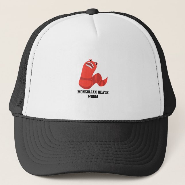 Funny Cartoon Mongolian Death Wprm Trucker Hat (Front)