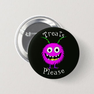 Funny, Cartoon Monster, Halloween "Treats Please" 6 Cm Round Badge