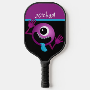 FUNNY CARTOON MONSTER WITH NAME PICKLEBALL PADDLE