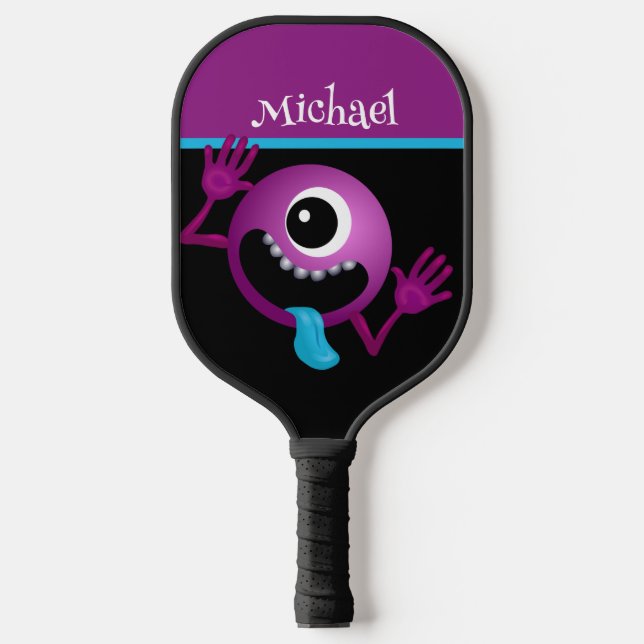 FUNNY CARTOON MONSTER WITH NAME PICKLEBALL PADDLE (Front)