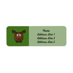 Funny Cartoon Moose with Green Background Return Address Label