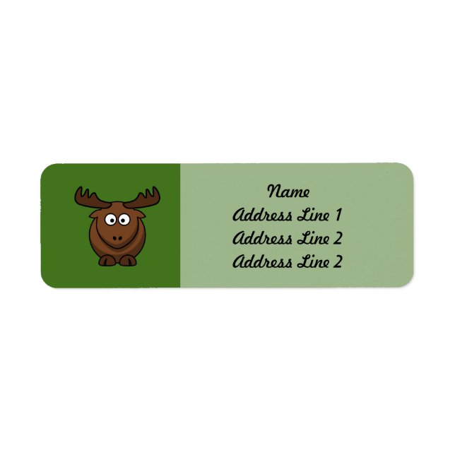 Funny Cartoon Moose with Green Background Return Address Label (Front)