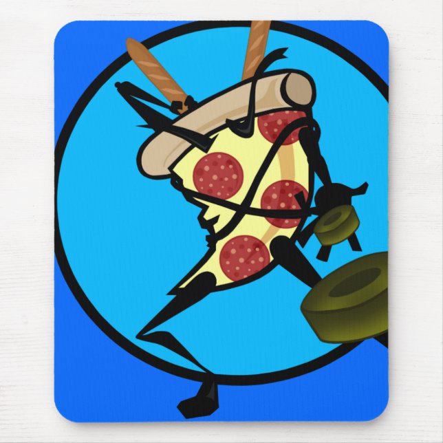 FUNNY CARTOON NINJA PIZZA MOUSE PAD (Front)