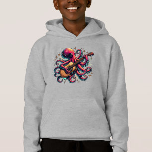 Funny Cartoon Octopus Playing Guitar
