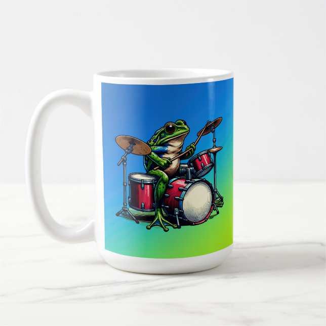 Funny Cartoon Octopus Playing Guitar Coffee Mug (Left)