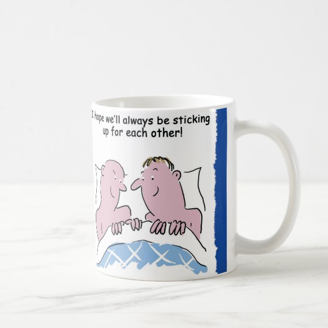 Funny Cartoon of Gay Men in Bed Coffee Mug (Right)