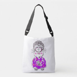 FUNNY CARTOON OLD LADY MARGARET SHOULDER TOTE BAG