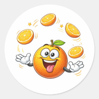 Funny Cartoon Orange Juggling Sticker