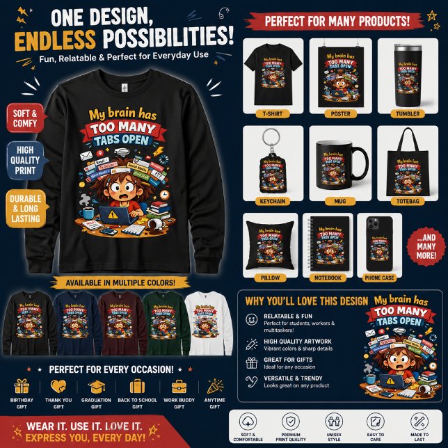 Funny Cartoon Overthinking Design Sweatshirt (Creator Uploaded)