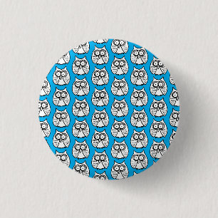 Funny Cartoon Owls Blue 3 Cm Round Badge