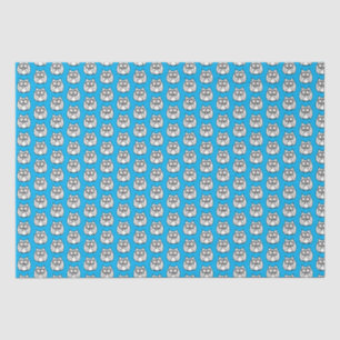 Funny Cartoon Owls Blue Background Tissue Paper