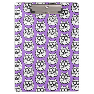 Funny Cartoon Owls Halloween Purple Clipboard