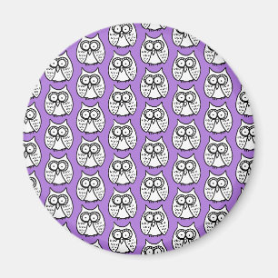 Funny Cartoon Owls Halloween Purple Magnet