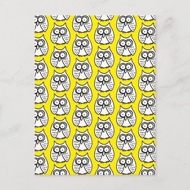 Funny Cartoon Owls Yellow Postcard (Front)