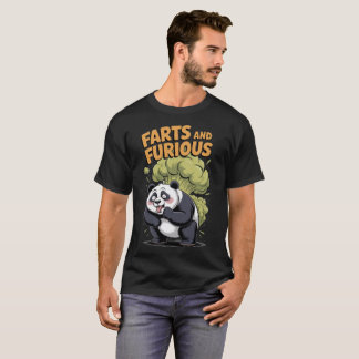 Funny Cartoon Panda making Farts and Furious on a T-Shirt
