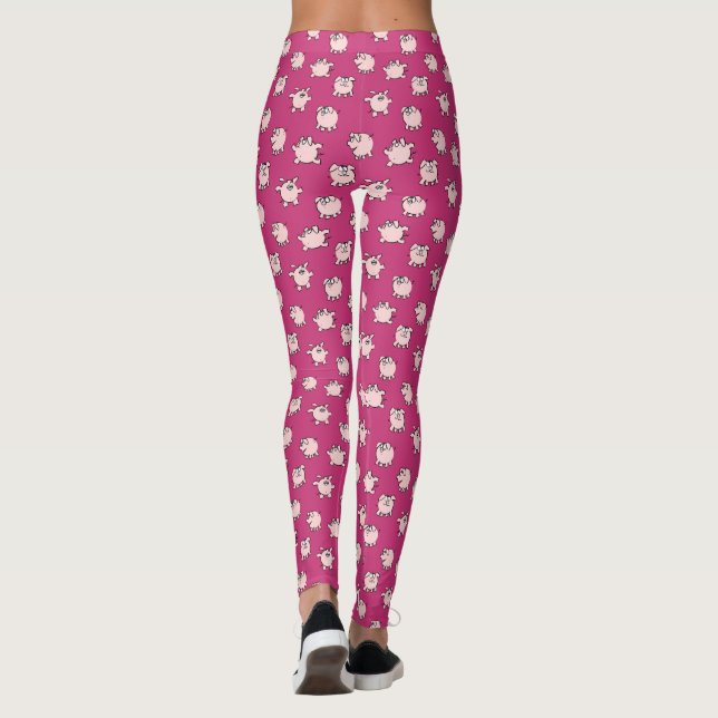 Funny Cartoon Pattern Pig Year Choose Colour L Leggings (Back)