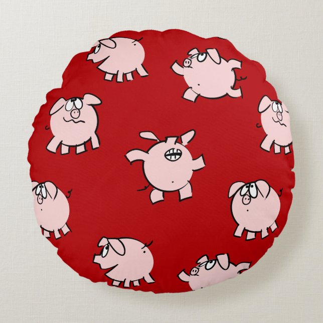 Funny Cartoon Pattern Pig Year Choose Colour Round Cushion (Front)