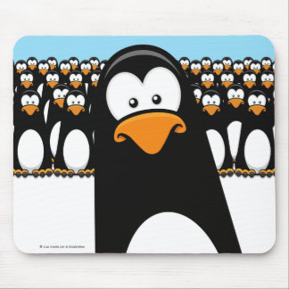 Funny Cartoon Penguin Army Mouse Pad