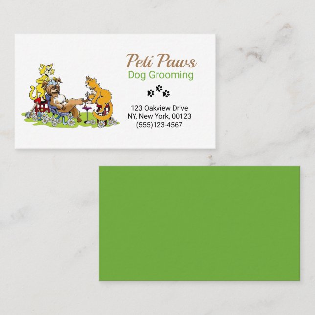 Funny Cartoon Pet Dog Grooming Service Business Ca Card (Front/Back)