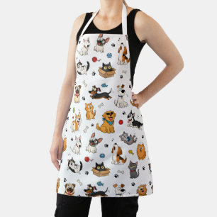 Funny Cartoon Pets Pattern Apron Cute Cats & Dog