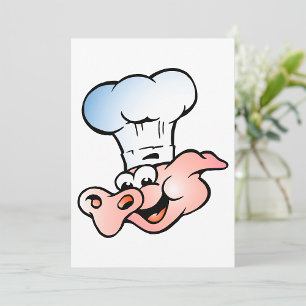 Funny Cartoon Pig Chef with Hat  Invitation