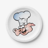 Funny Cartoon Pig Chef with Hat