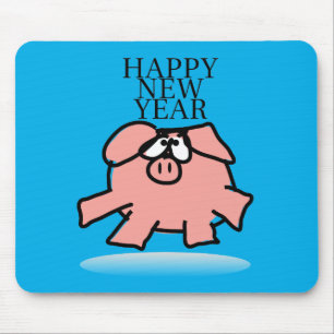 Funny Cartoon Pig New Year Choose Colour Mousepad