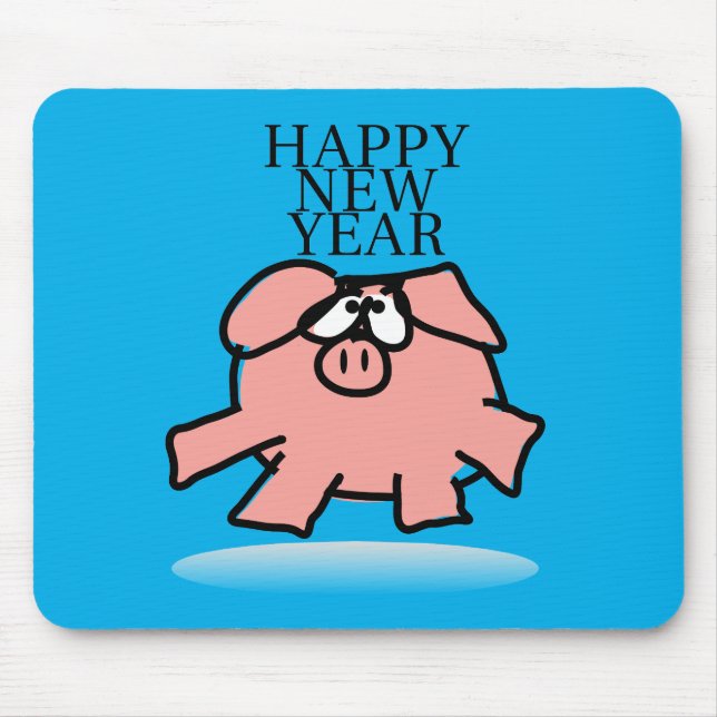 Funny Cartoon Pig New Year Choose Colour Mousepad (Front)