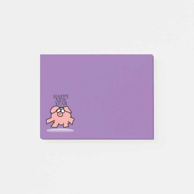 Funny Cartoon Pig New Year Choose Colour Post-it Notes (Front)