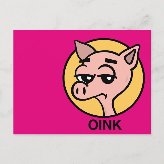 FUNNY CARTOON PIG POSTCARD (Front)