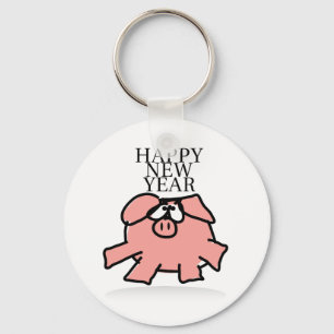 Funny Cartoon Pig Year 2019 round Keychain