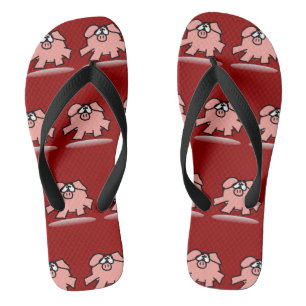 Funny Cartoon Pig Year Birthday Choose colour MFF Thongs