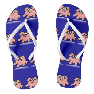 Funny Cartoon Pig Year Birthday Choose colour WFF Thongs