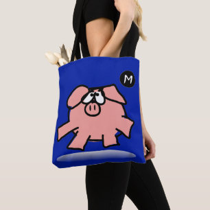 Funny Cartoon Pig Year Choose colour Bag Monogram
