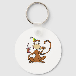 Funny Cartoon Pizza Monkey Key Ring