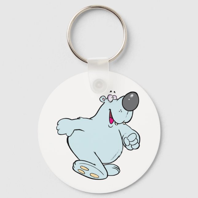 Funny Cartoon Polar Bear Cute Blue Character  Key Ring (Front)