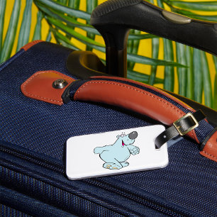 Funny Cartoon Polar Bear Cute Blue Character  Luggage Tag