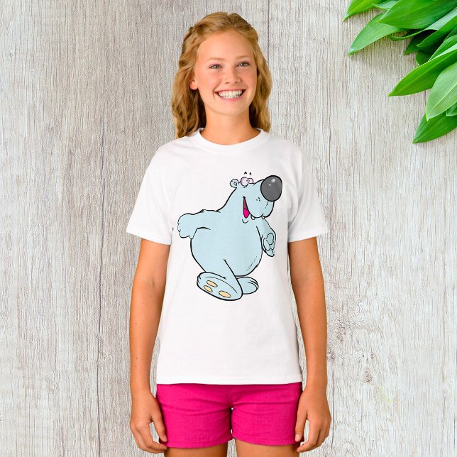 Funny Cartoon Polar Bear Cute Blue Character  T-Shirt (Creator Uploaded)