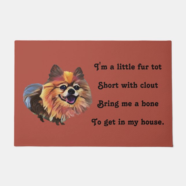 Funny Cartoon Pomeranian Dog Doormat (Front)
