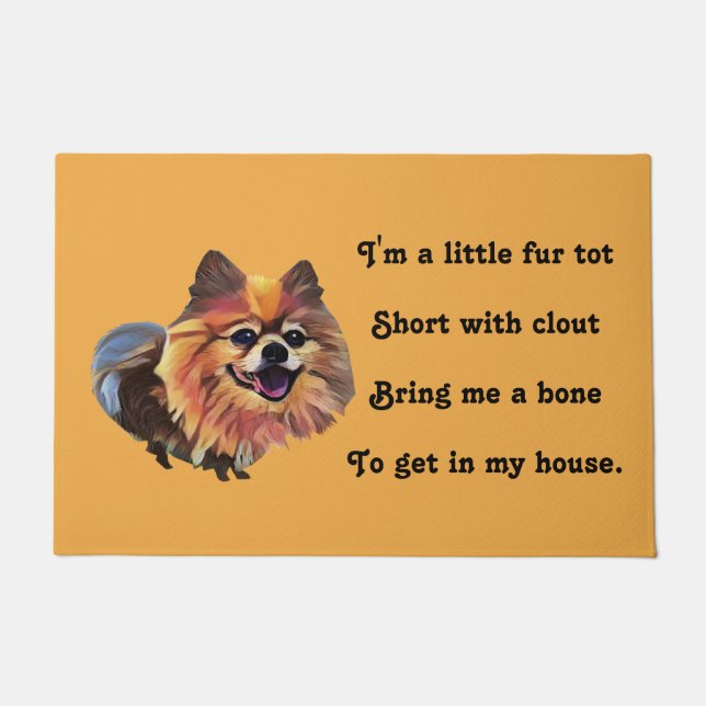 Funny Cartoon Pomeranian Doormat (Front)