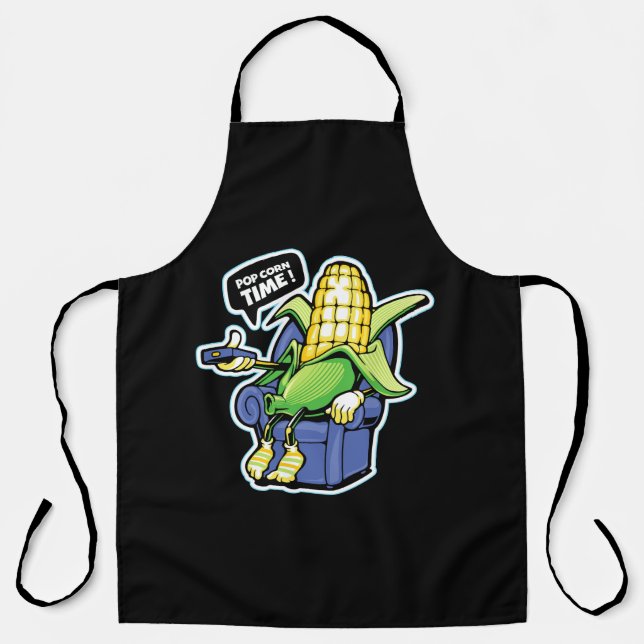 funny-cartoon-popcorn-watching-tv-night-sofa-vecto apron (Front)