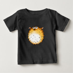 Funny Cartoon Puffer Fish Design Baby T-Shirt