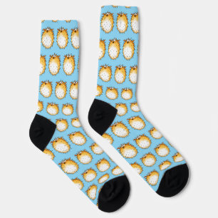 Funny Cartoon Puffer Fish Design Socks