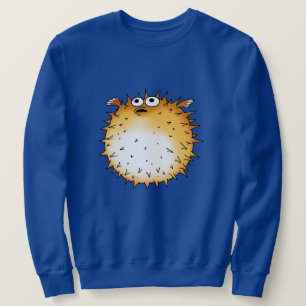 Funny Cartoon Puffer Fish Design Sweatshirt