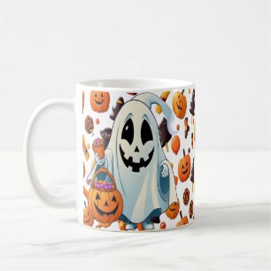 Funny Cartoon Pumpkin Ghost Coffee Mug