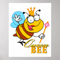 funny cartoon queen bee with text