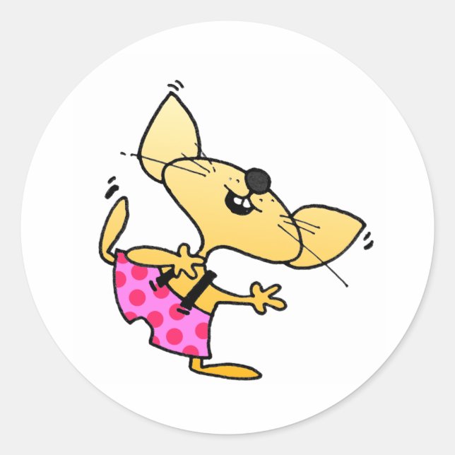 Funny Cartoon Rats Dance Classic Round Sticker (Front)