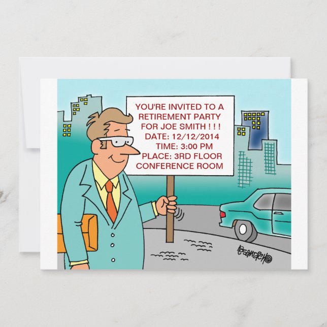 FUNNY CARTOON RETIREMENT INVITATIONS (Front)