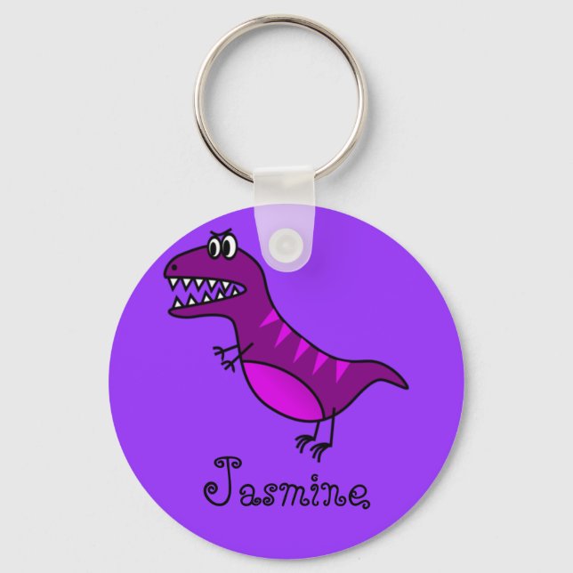 Funny Cartoon Rex  Cute Dinosaur Personalised Gift Key Ring (Front)
