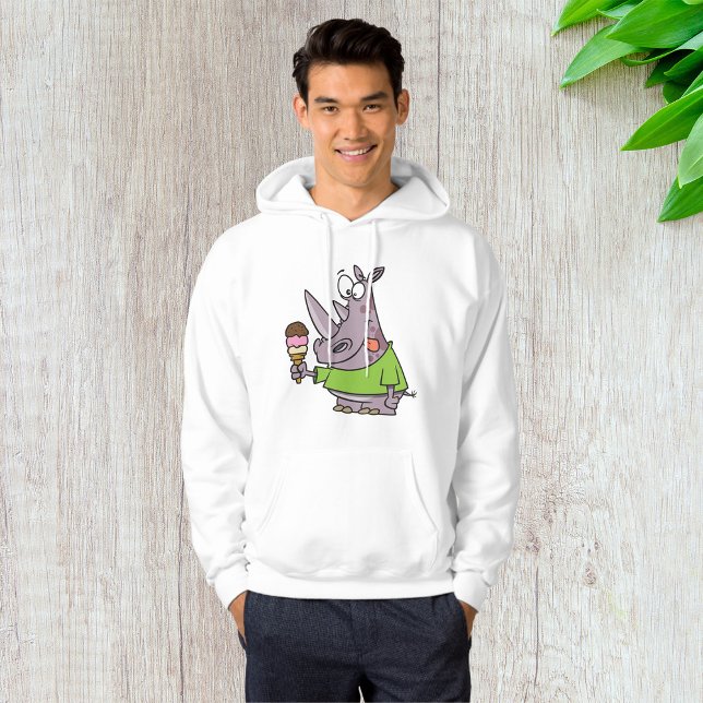 Funny Cartoon Rhino Eating Ice Cream Cute Animal  Hoodie (Creator Uploaded)